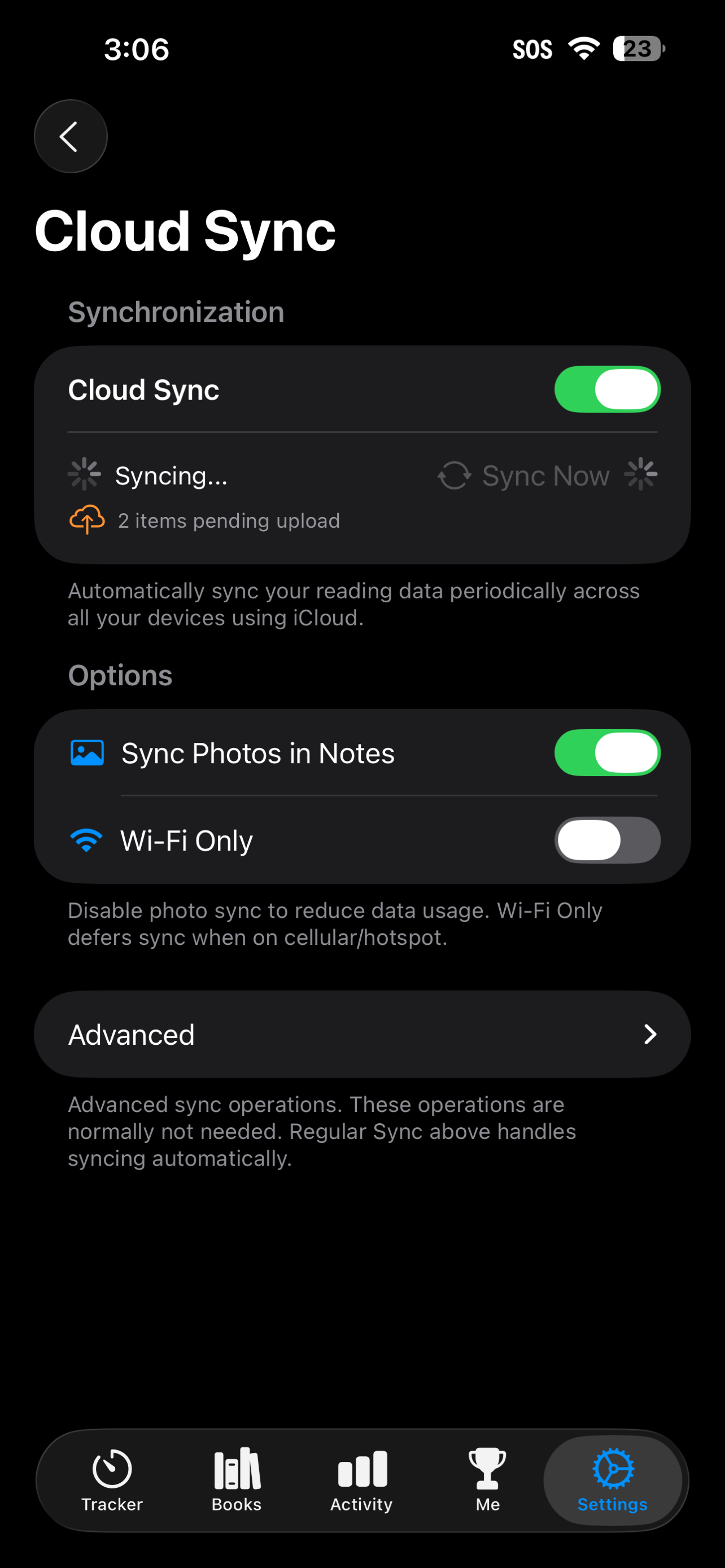 Settings Cloud Sync 2